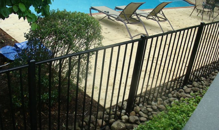 2 rail black aluminum pool code fence-min