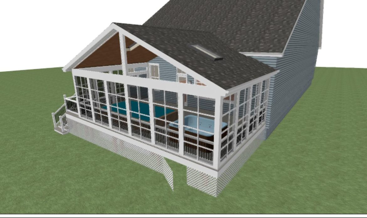 3D Rendering of the structure from the other side of the house