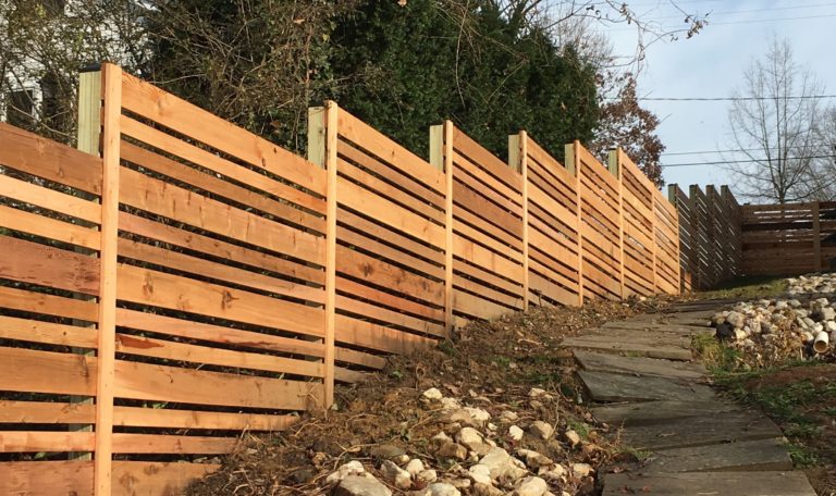 Horizontal Cedar Fence with Alternating sized Boards