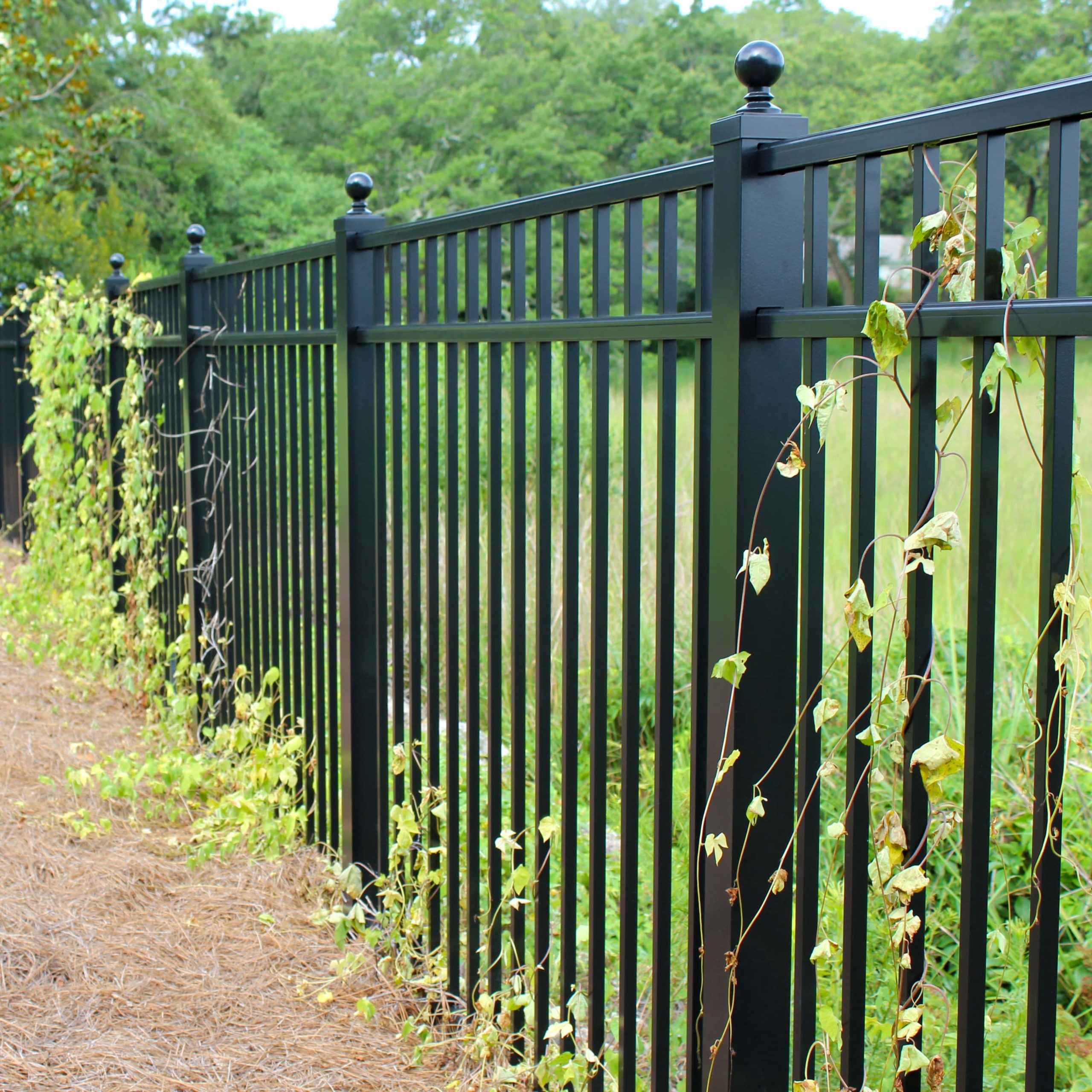 black 3 rail aluminum fence-min