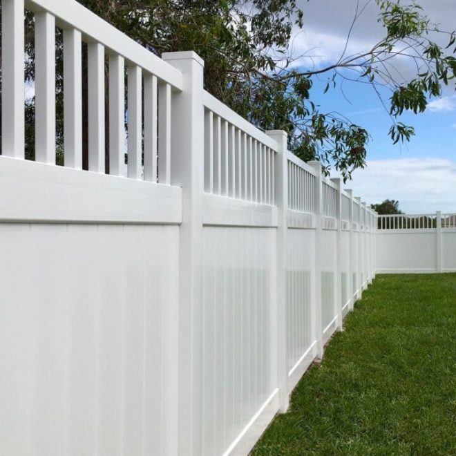 2 - Closed Spindle Top White PVC Privacy Fence