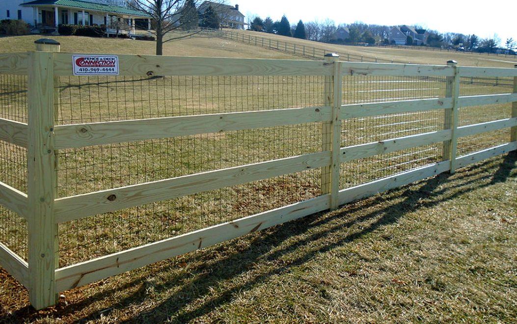 5-POST & RAIL - 5_ h PT 4 board paddock with black vinyl coated mesh 3