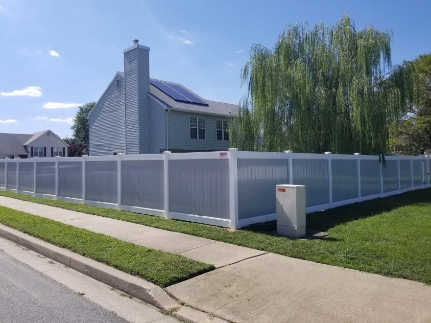 6 foot high Two Tone White and Gray Vinyl Privacy Fence