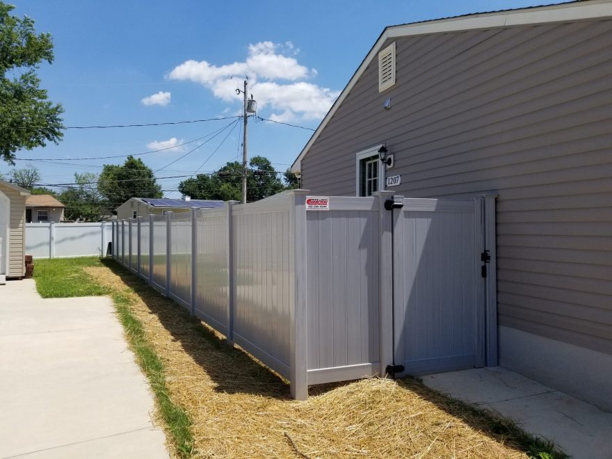 Ash Gray Vinyl Privacy Fence and Gate