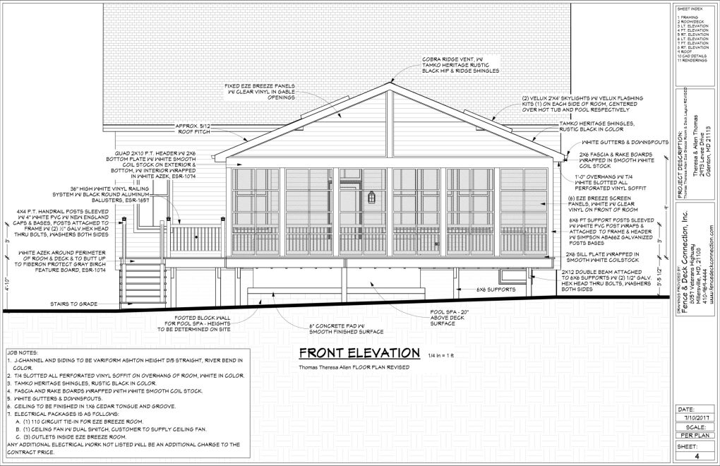 CAD Drawing of a Screened Porch is created and provided before we break grown