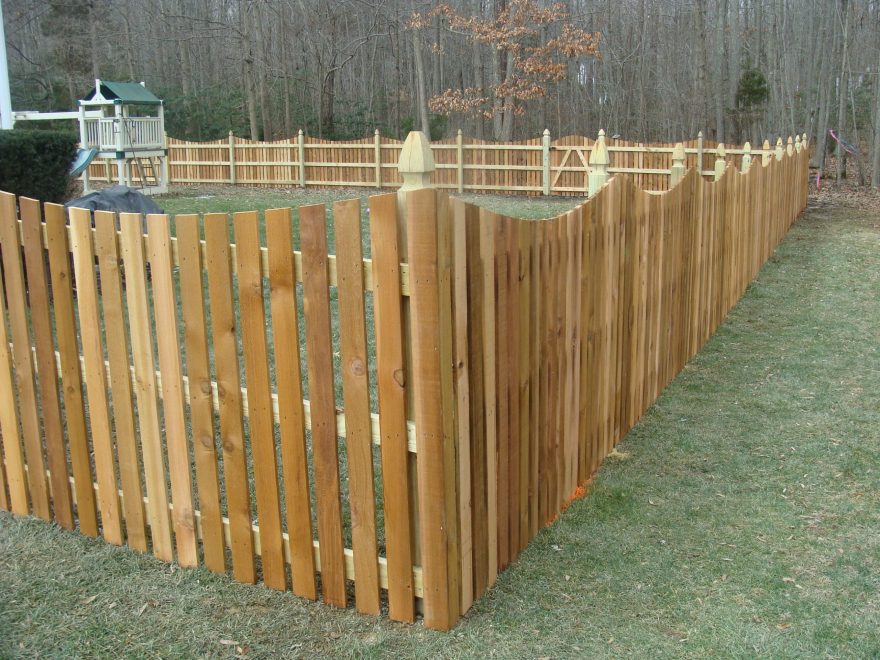 Cedar Spaced Picket Concave Dip Wood Fence with French Gothic Posts