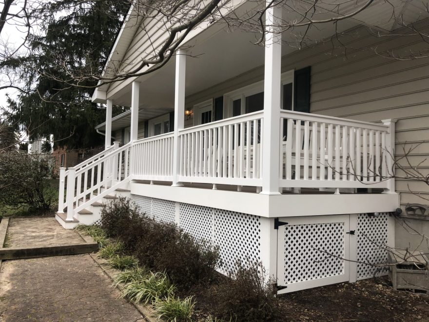 Front Porch with Lattice Wrap and Storage door in Lattice (2)