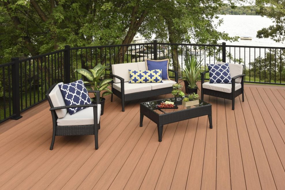 TimberTech Azek Vintage Collection Cypress Decking with Black Impression Railing (2)