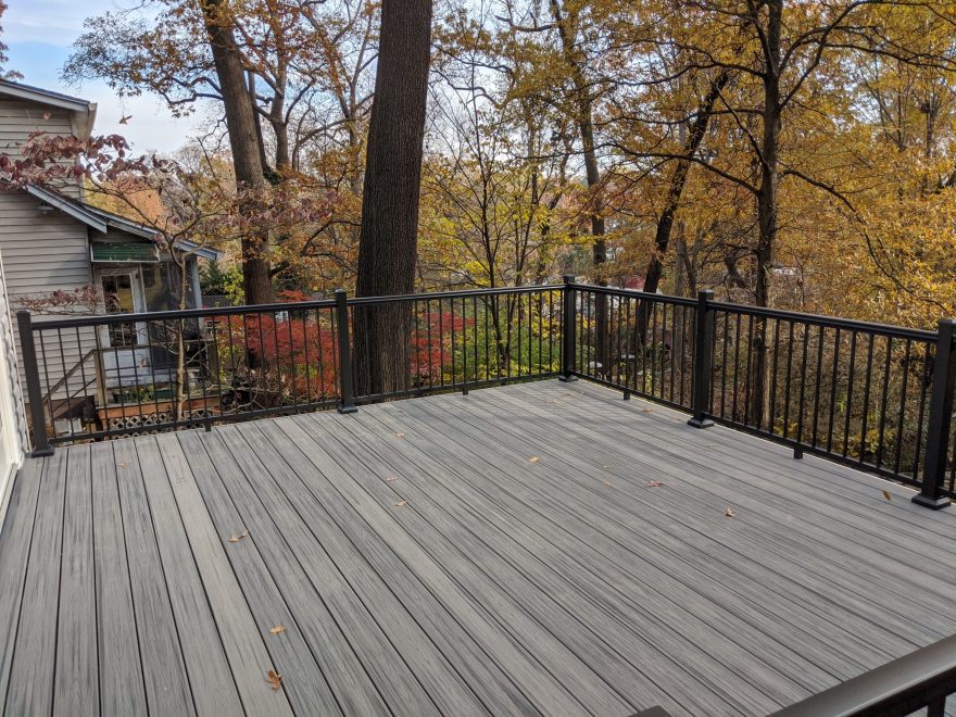 Trex Transcend Island Mist Decking with Black Ultralox Aluminum Railing in Hyattsville MD